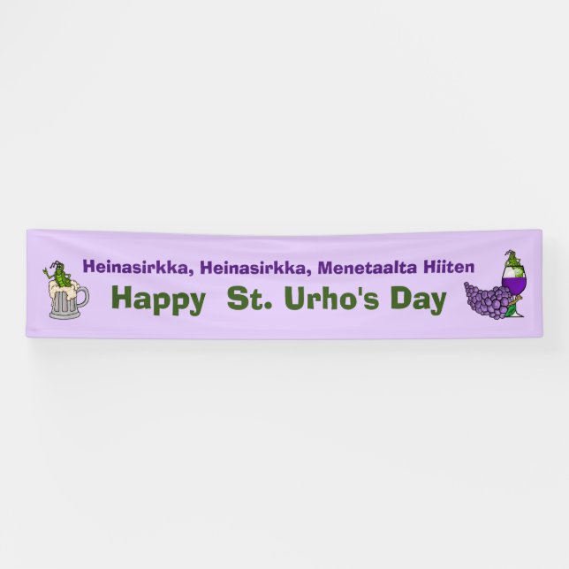 Grasshoppers, Grapes & Beer St. Urho Banner (Horizontal)