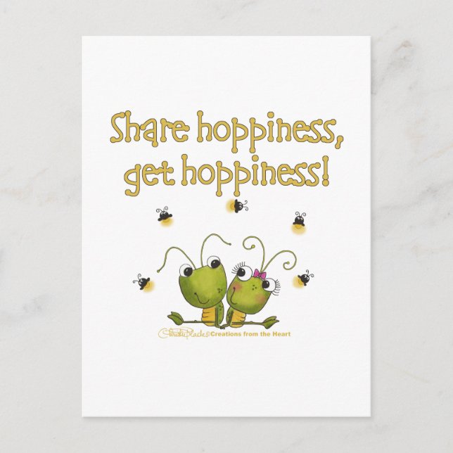 Grasshoppers Share Hoppiness Postcard (Front)