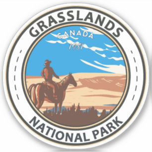 Grasslands National Park Canada Travel Art Vintage Sticker
