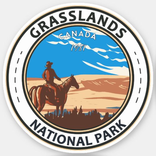 Grasslands National Park Canada Travel Art Vintage Sticker