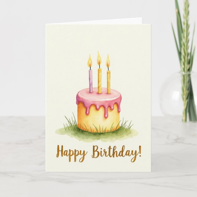 Grassy Cake Birthday Card (Front)