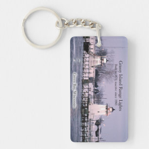 Grassy Island Range Lights rectangle key chain
