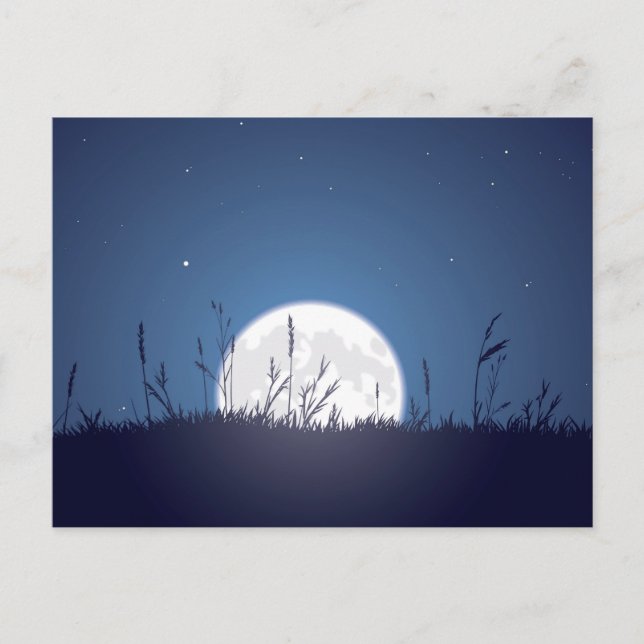 Grassy Moonrise Postcard (Front)
