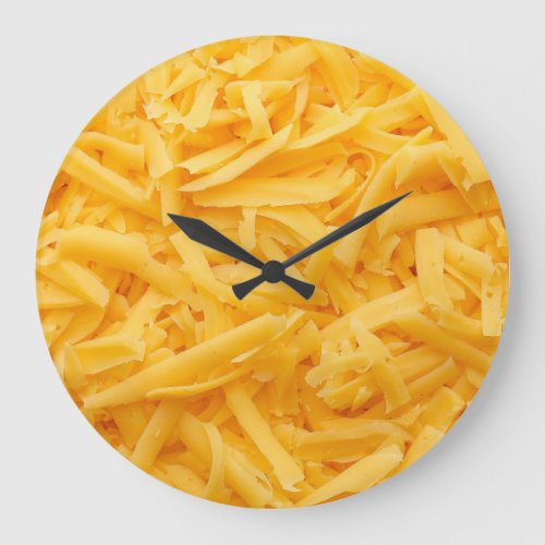 Grated Cheddar Cheese Top View Large Clock