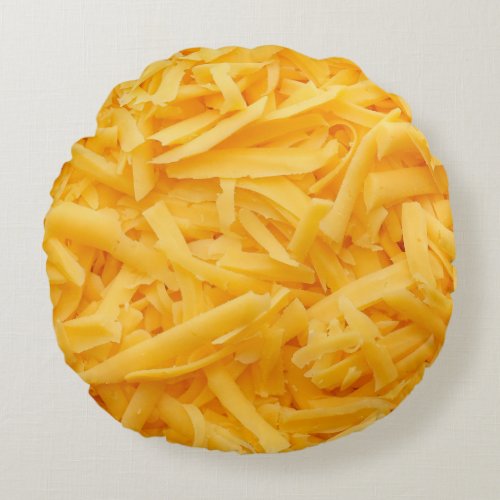 Grated Cheddar Cheese Top View Round Pillow