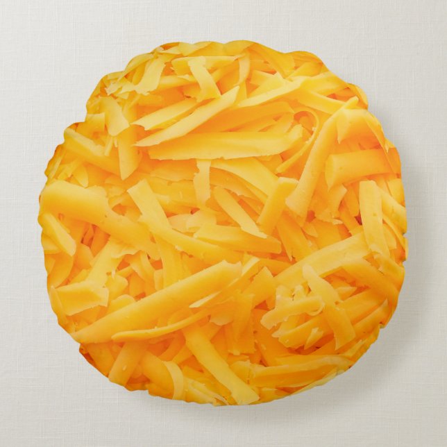 grated cheddar cheese top view round pillow (Front)