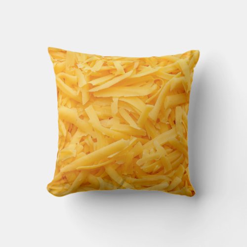 Grated Cheddar Cheese Top View Throw Pillow