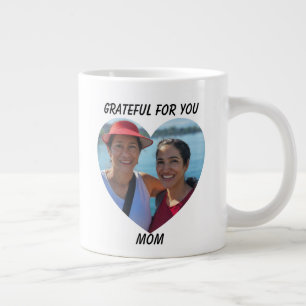 Grateful Agradecida Bilingual Mother's Day Heart Giant Coffee Mug