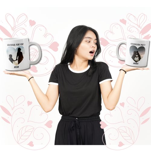 Grateful Agradecida Bilingual Mothers Day Heart Giant Coffee Mug