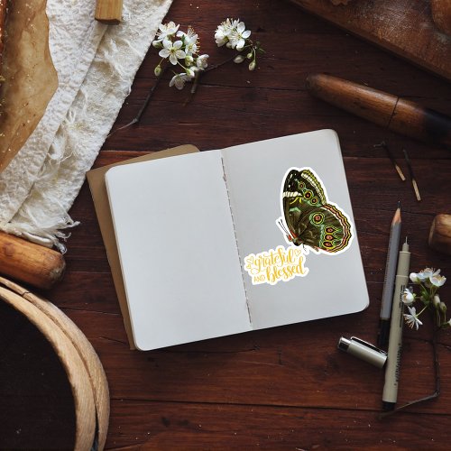 Grateful and Blessed Butterfly Vinyl Sticker