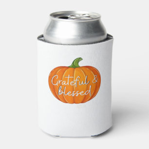 Grateful and Blessed - Pumpkin Fall Thanksgiving Can Cooler