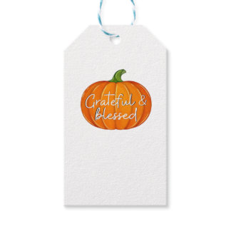 Grateful and Blessed - Pumpkin  Fall Thanksgiving  Gift Tags
