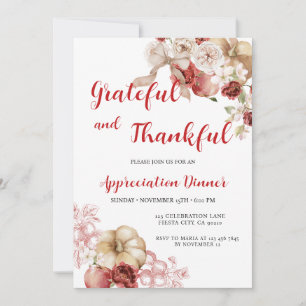 Grateful and Thankful For You Appreciation Dinner Invitation