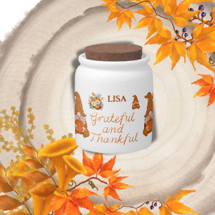 Grateful and Thankful Name Monogram   Candy Jar