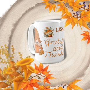 Grateful and Thankful Name Monogram Coffee Mug