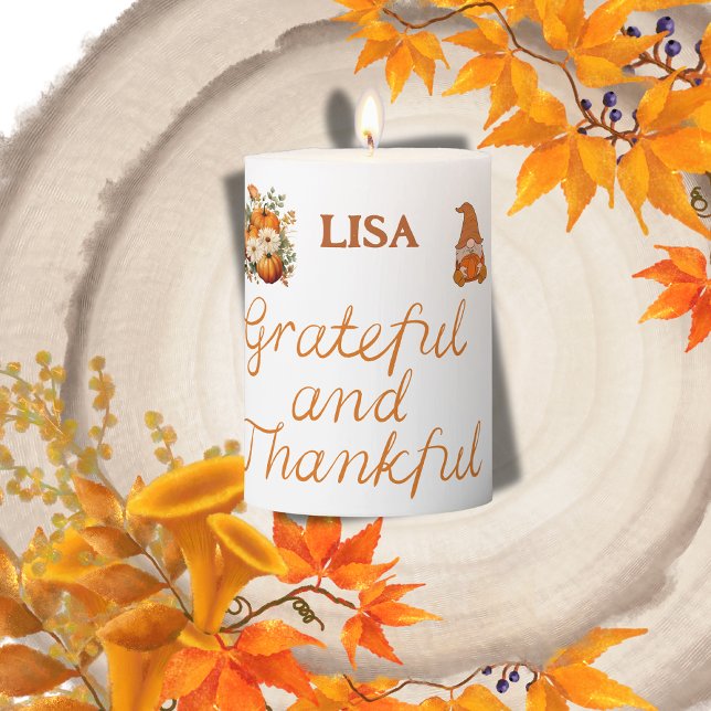 Grateful and Thankful Name Monogram | Pillar Candle (Creator Uploaded)