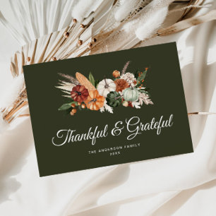 Grateful and thankful thanksgiving holiday card
