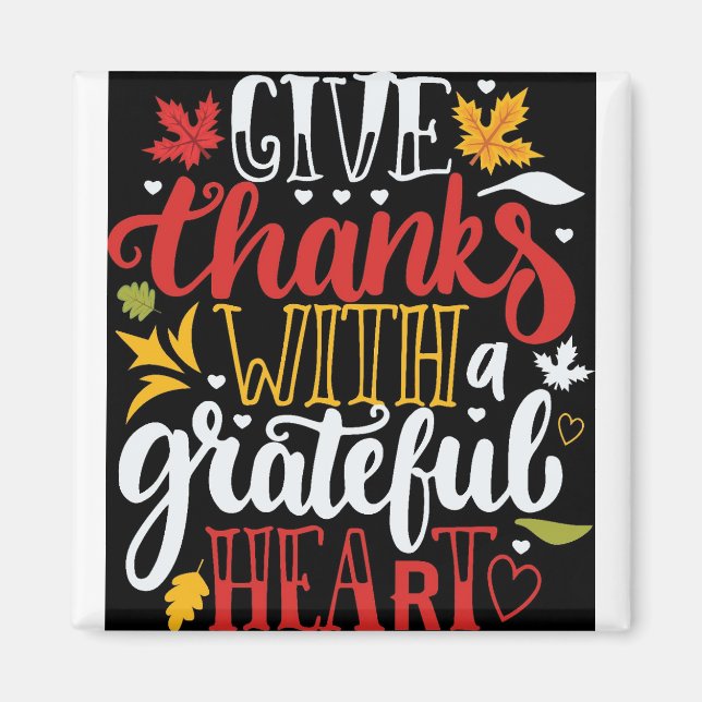Grateful And Thankful Thanksgiving Magnet (Front)