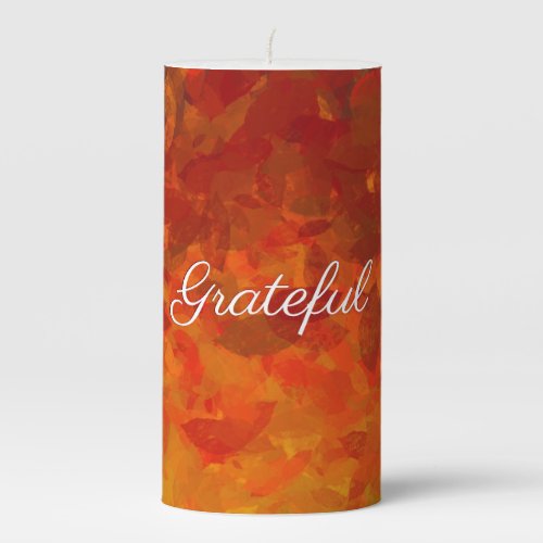  Grateful Autumn Fall Leaves Thanksgiving Pillar Candle