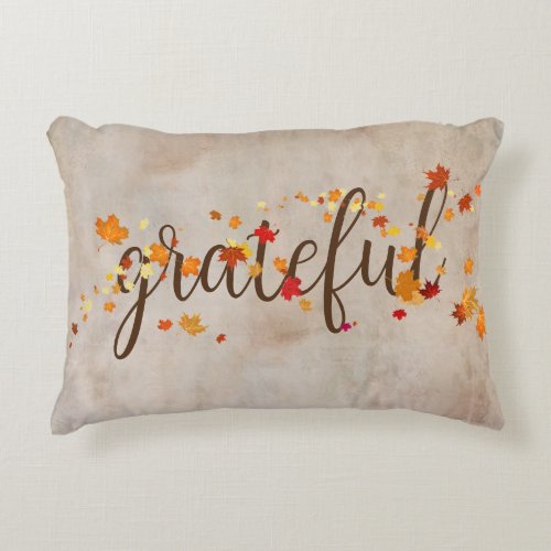 Grateful Autumn Leaves Accent Pillow