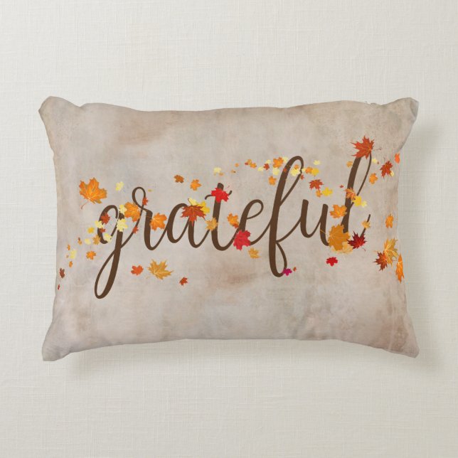 Grateful Autumn Leaves Accent Pillow (Front)