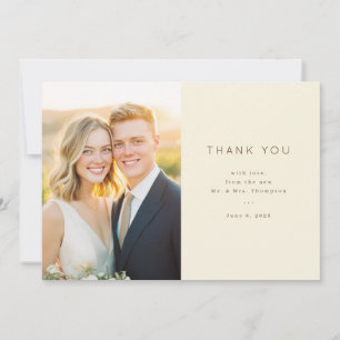 Grateful Beige Elegant Photo Thank You Card