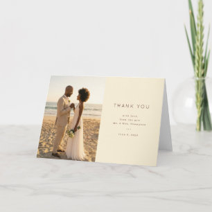 Grateful Beige Minimalist Photo Thank You Card