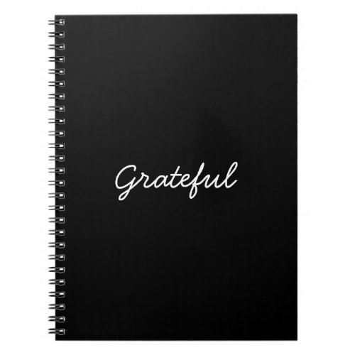 Grateful black custom casual script gratitude notebook