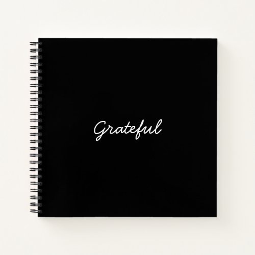 Grateful black custom casual script gratitude notebook