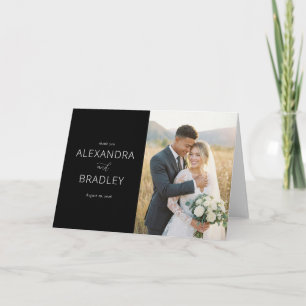 Grateful Black Elegant Photo Thank You Card