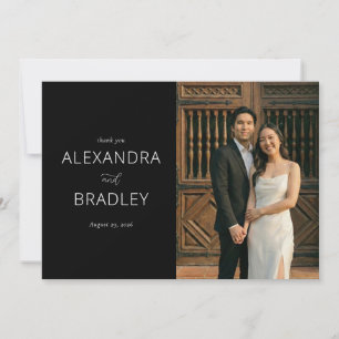 Grateful Black Elegant Photo Thank You Card