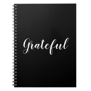 Grateful black & white custom script text cute notebook