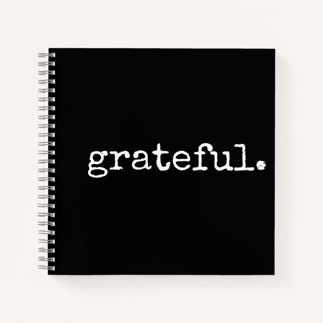Grateful Black White Minimal Gratitude Journal (Front)