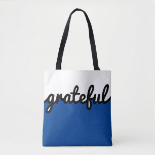Grateful Blue Black White Color Block Tote Bag