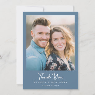 Grateful Blue Realistic Photo Thank You Card