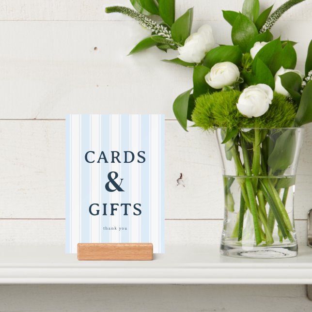 Grateful Blue Striped Thank You Sign Holder (Insitu 4)