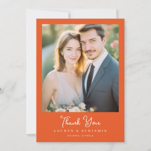 Grateful Burnt Orange Contemporary Photo Thank You Card