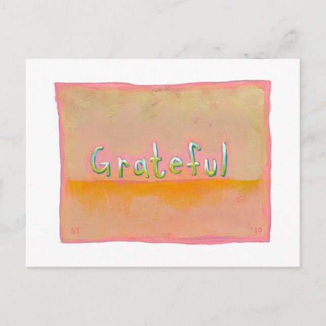 Grateful - colorful art of gratitude appreciation postcard (Front)
