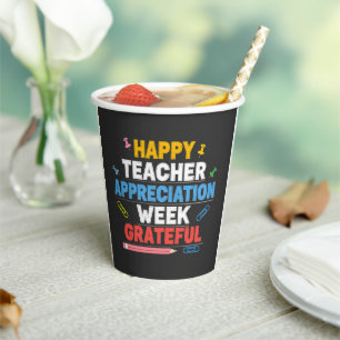 Grateful Colorful School Design Paper Cups