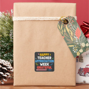 Grateful Colorful School Design Square Sticker