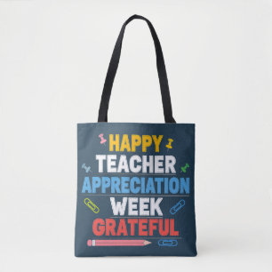 Grateful Colorful School Design Tote Bag