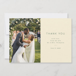 Grateful Cream Elegant Photo Thank You Card
