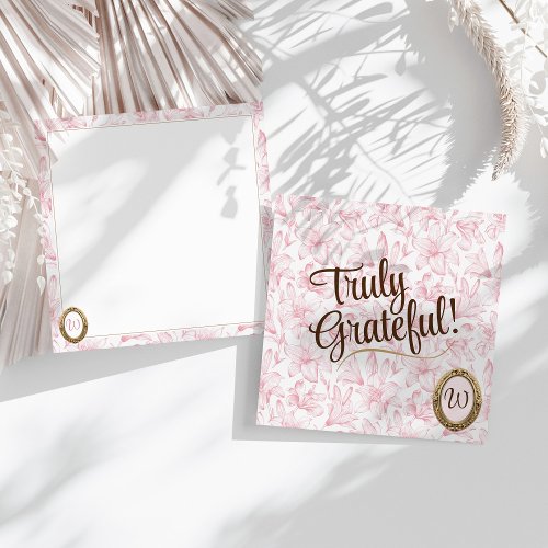 Grateful Custom Monogram I Pink Gold Lily Floral 