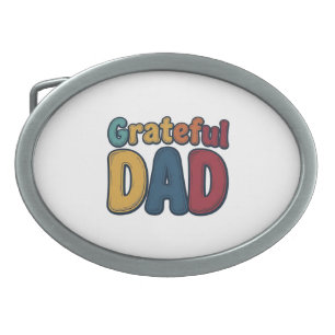 Grateful Dad Retro Bubble Letter Shirt Design_1 Belt Buckle