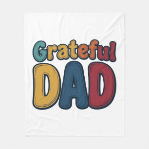 Grateful Dad Retro Bubble Letter Shirt Design_1 Fleece Blanket