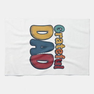 Grateful Dad Retro Bubble Letter Shirt Design_1 Kitchen Towel