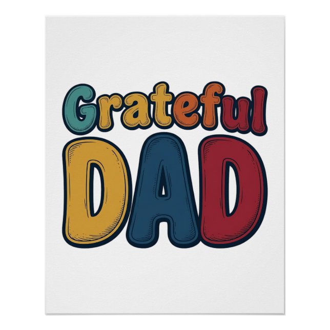 Grateful Dad Retro Bubble Letter Shirt Design_1 Poster (Front)
