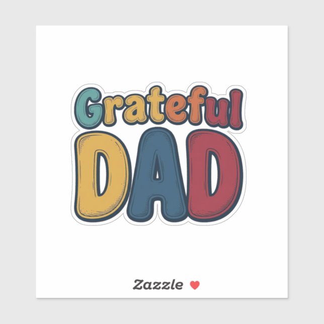 Grateful Dad Retro Bubble Letter Shirt Design_1 Sticker (Sheet)