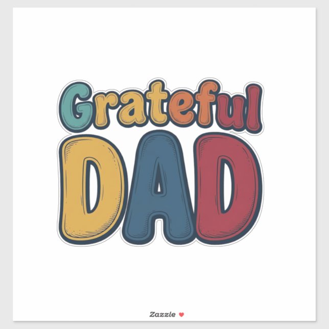 Grateful Dad Retro Bubble Letter Shirt Design_1 Sticker (Sheet)
