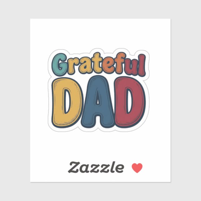 Grateful Dad Retro Bubble Letter Shirt Design_1 Sticker (Sheet)